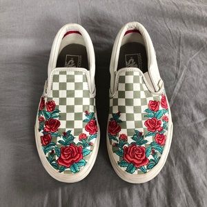 Rose Embroidered Vans